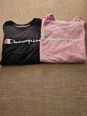 (2) Champion T-shirts - black and pink